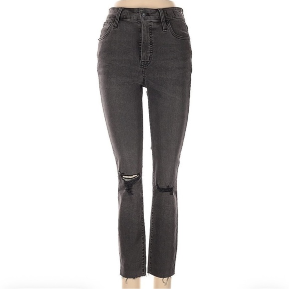 Madewell NWT Curvy High-Rise Skinny Jeans Gray Distressed Raw Hem Size 26 Petite - Picture 2 of 7